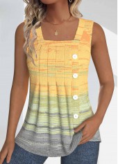 Light Yellow Button Ombre Sleeveless Square Neck Tank Top