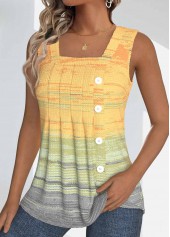 Light Yellow Button Ombre Sleeveless Square Neck Tank Top | thumb picture 