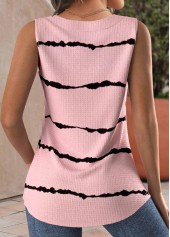 Light Pink Button Striped Sleeveless Square Neck Tank Top | thumb picture 