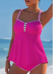 Criss Cross Circular Ring Hot Pink Tankini Set | thumb picture 