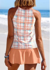 Cut Out Geometric Print Orange Tankini Set | thumb picture 