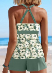 Circular Ring Floral Print Sage Green Tankini Set | thumb picture 