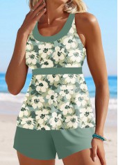 Circular Ring Floral Print Sage Green Tankini Set | thumb picture 