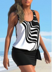Bowknot Geometric Print Black Tankini Set | thumb picture 
