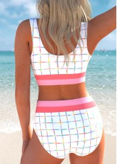 Patchwork Multi Stripe Print White Bikini Set | thumb picture 