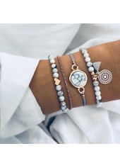 White Color Round Alloy Detail Bracelets