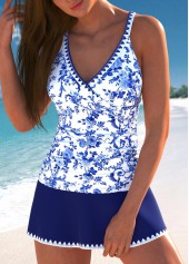 Surplice Random Floral Print Navy Tankini Set | thumb picture 