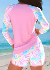 Patchwork Tie Dye Print Pink Tankini Set | thumb picture 
