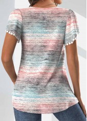 Light Pink Textured Fabric Ombre Short Sleeve T Shirt