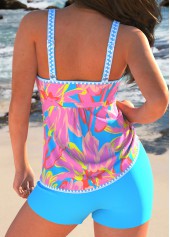 Patchwork Graffiti Print Sky Blue Tankini Set | thumb picture 