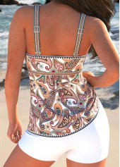 Patchwork Paisley Print White Tankini Set | thumb picture 