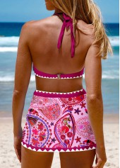 Patchwork Tribal Print Dark Reddish Purple Bikini Set | thumb picture 