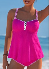 Plus Size Criss Cross Hot Pink Tankini Set