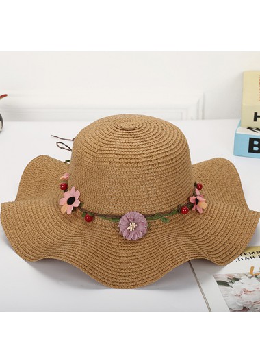women clothes image of Dark Camel Color Straw Detail Hat