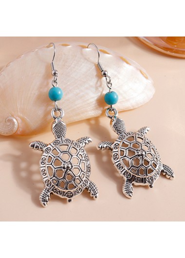 women clothes image of Silvery White Hollow Turtle Alloy Earrings