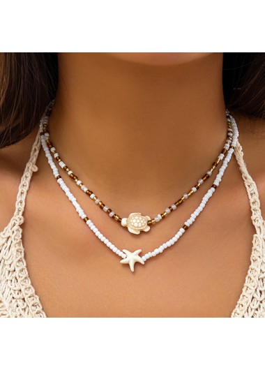 women clothes image of White Color Summer Ocean-themed Layered Necklace