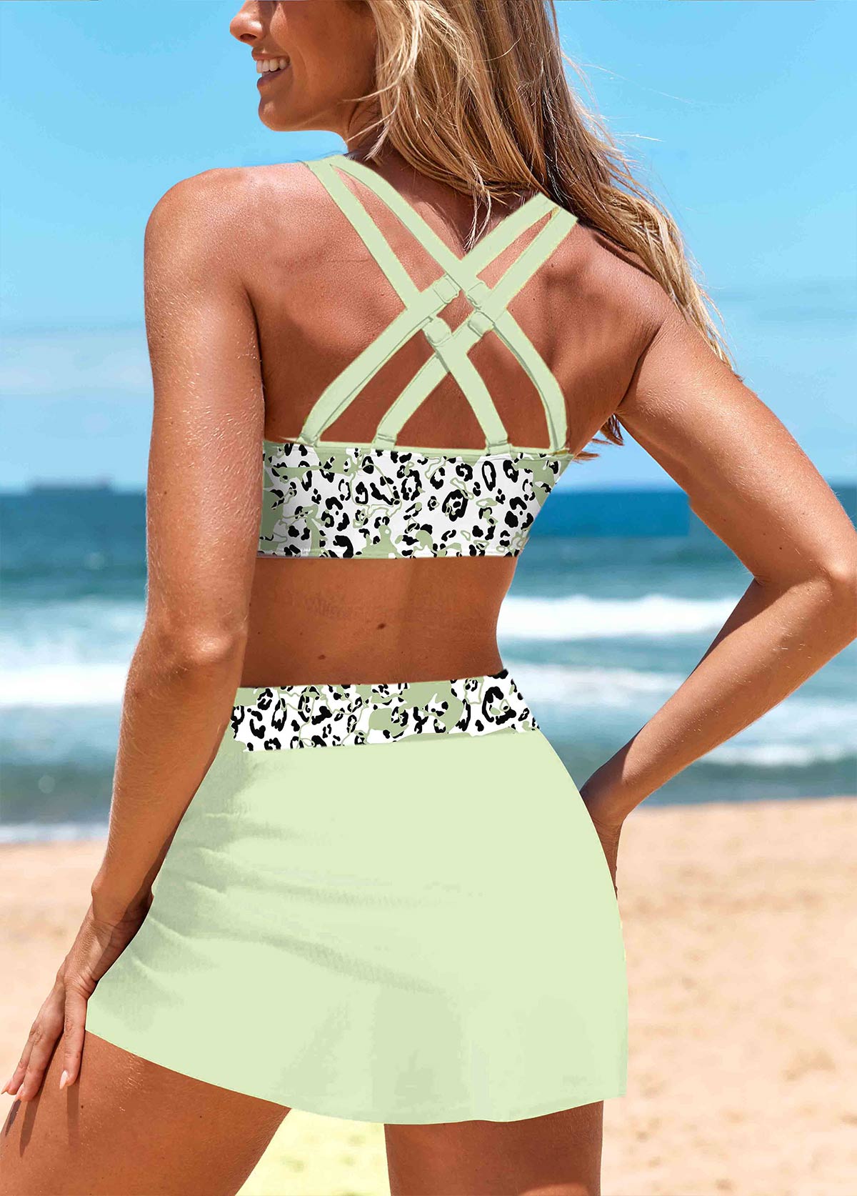 Patchwork Leopard Light Green Bikini Set | picture 