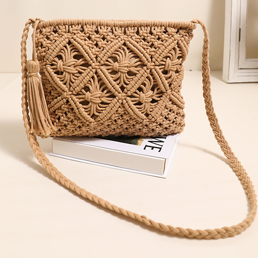 Dark Camel Zip Tassel Crossbody Bag | picture 