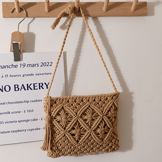 Dark Camel Zip Tassel Crossbody Bag | picture 