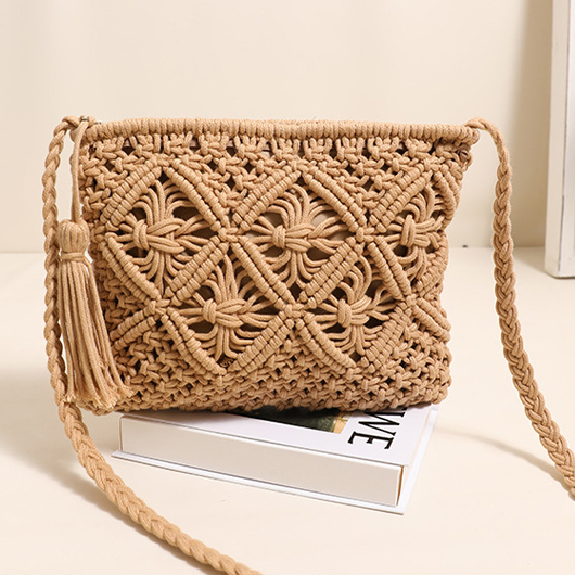 Dark Camel Zip Tassel Crossbody Bag | picture 