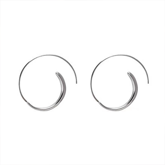 Silvery White Round Design Alloy Earrings
