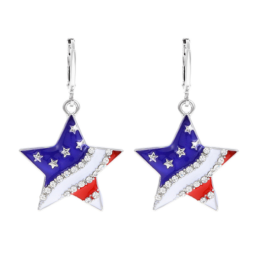 American Flag Blue Star Alloy Earrings