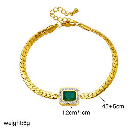 Blackish Green Rhinestone Detail Rectangle Bracelet