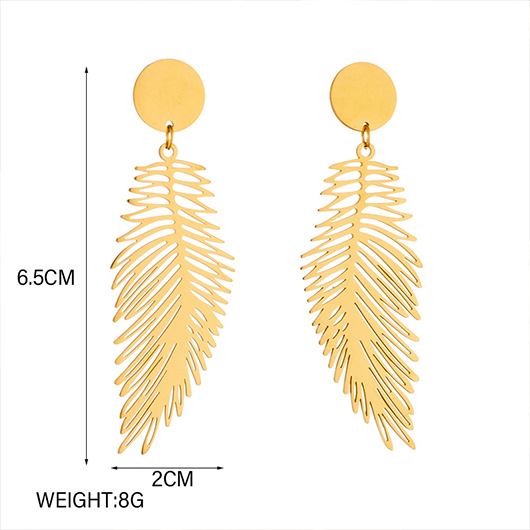 Gold Vintage Feather Design Alloy Earrings