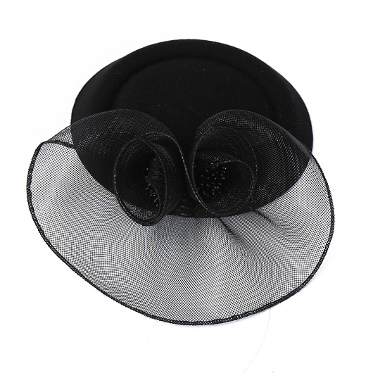 Black Mesh Design Round Pearl Hat