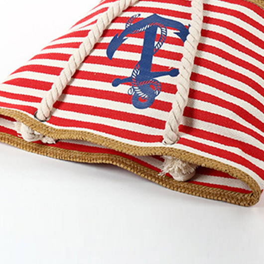 Red Patchwork Striped Open Shoulder Bag