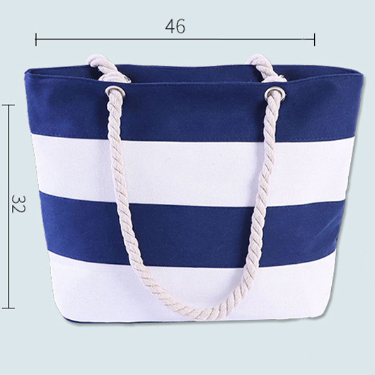 Navy Striped Zip Contrast Shoulder Bag