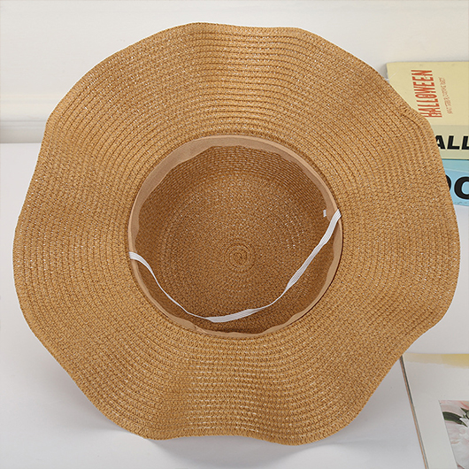 Dark Camel Color Straw Detail Hat | picture 