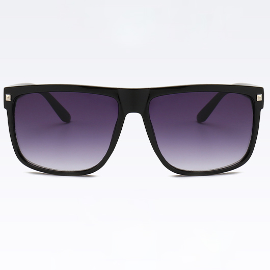 Retro Black Geometric Rivet Detail Sunglasses | picture 