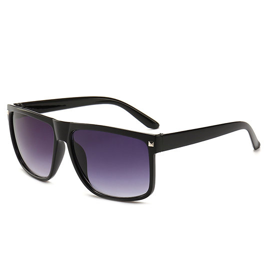 Retro Black Geometric Rivet Detail Sunglasses | picture 