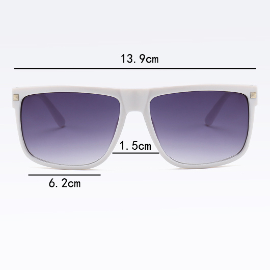 White Geometric Ombre Rivet Detail Sunglasses