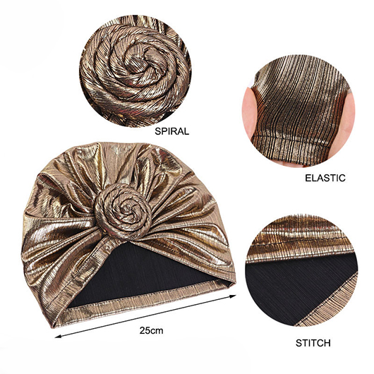 Champagne Floral Spiral Hot Stamping Turban Hat