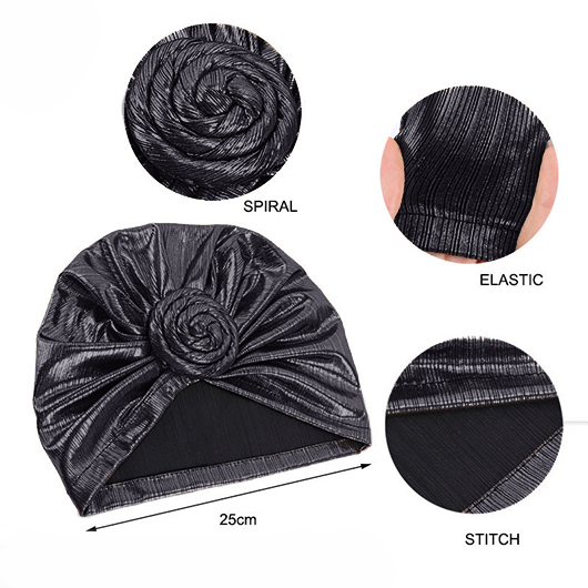 Black Floral Spiral Hot Stamping Turban Hat