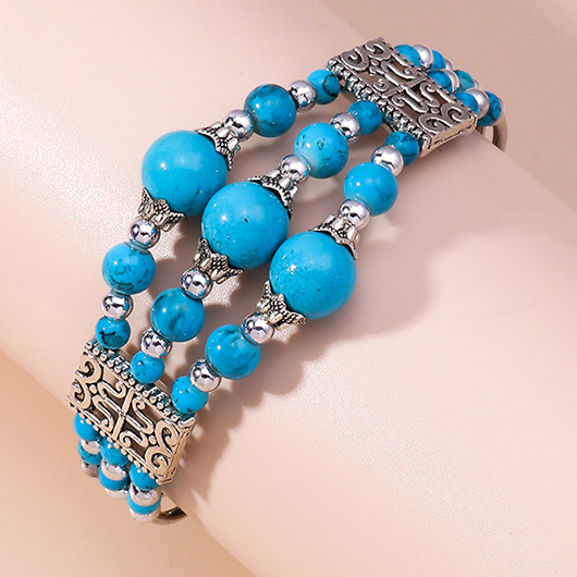 Neon Blue Alloy Layered Design Bracelet