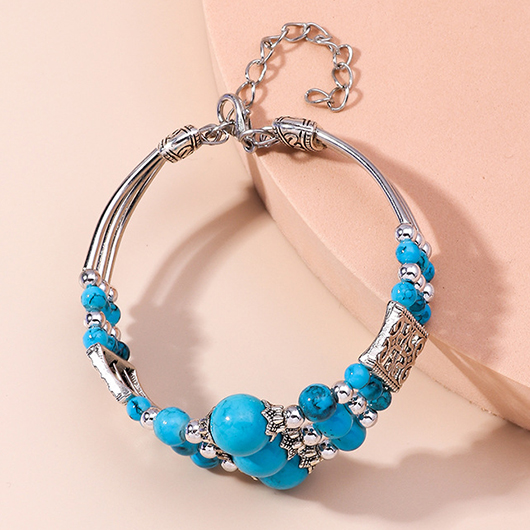 Neon Blue Alloy Layered Design Bracelet