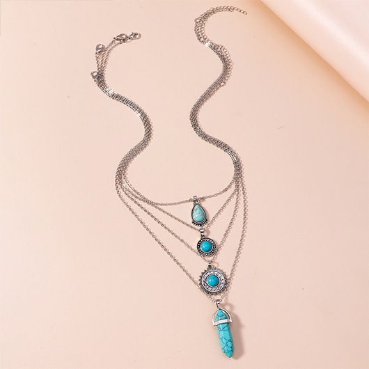 Mint Green Waterdrop Alloy Necklaces Set