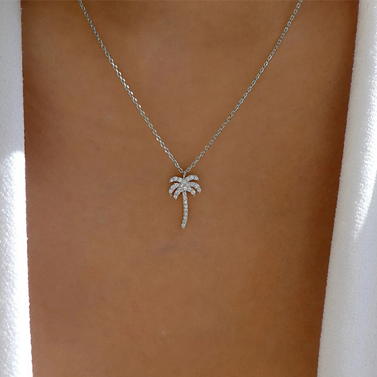 Silvery White Coconut Palm Alloy Necklace