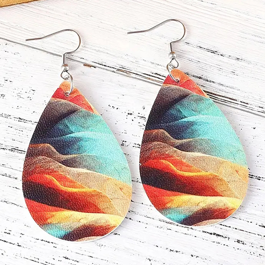 Multi Color Graphic Faux Leather Earrings