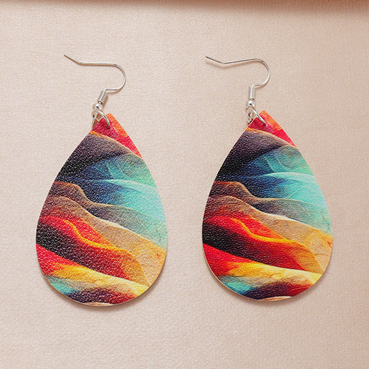 Multi Color Graphic Faux Leather Earrings