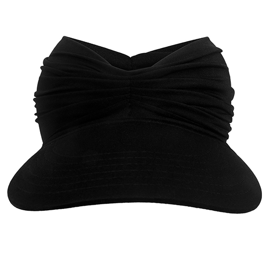 Black Ruched Design Sun Visor Hat