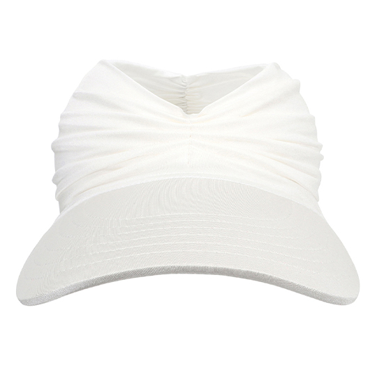 White Ruched Design Sun Visor Hat
