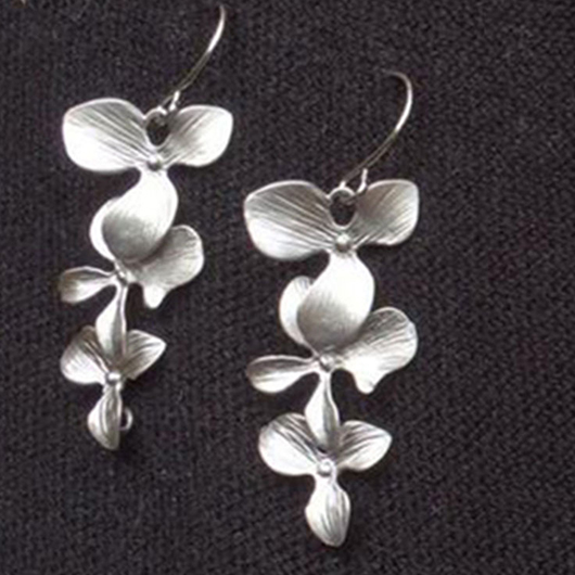 Silvery White Alloy Floral Design Earrings