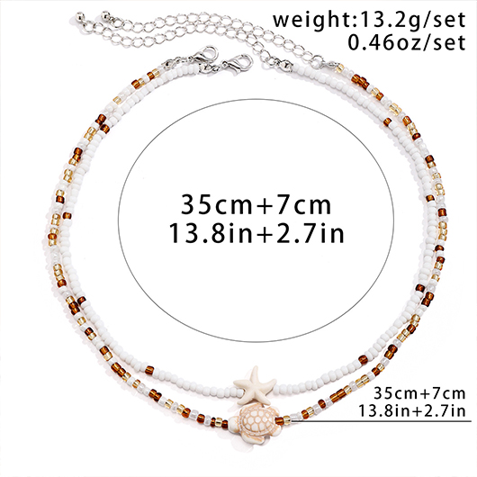White Color Summer Ocean-themed Layered Necklace | picture 