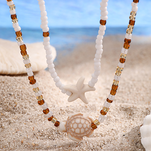 White Color Summer Ocean-themed Layered Necklace | picture 