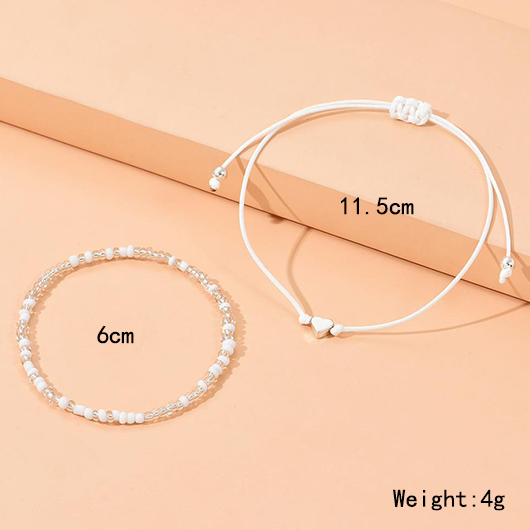 Bohemian White Heart Alloy Anklet Set | picture 