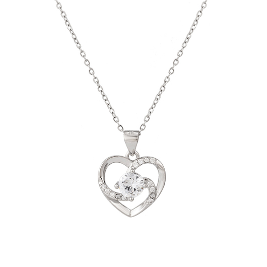 Silvery White Geometric Heart Alloy Necklace